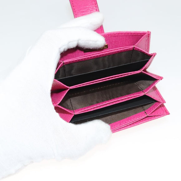 FENDI Card Case Leather Pink Gold Auth SW1004