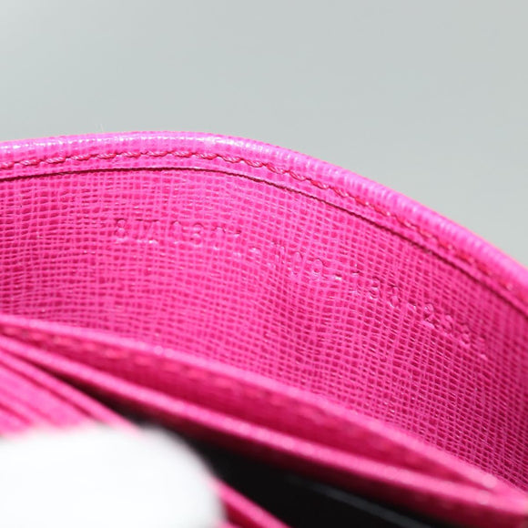 FENDI Card Case Leather Pink Gold Auth SW1004