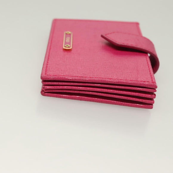 FENDI Card Case Leather Pink Gold Auth SW1004