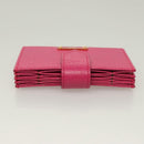 FENDI Card Case Leather Pink Gold Auth SW1004-5