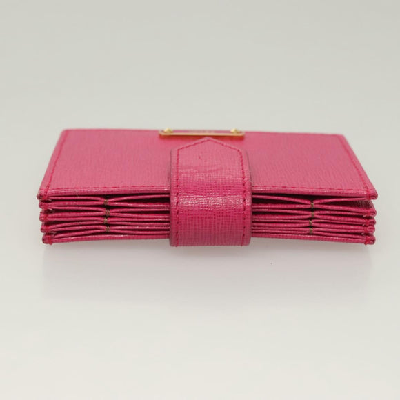 FENDI Card Case Leather Pink Gold Auth SW1004