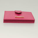 FENDI Card Case Leather Pink Gold Auth SW1004-6
