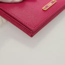 FENDI Card Case Leather Pink Gold Auth SW1004-7