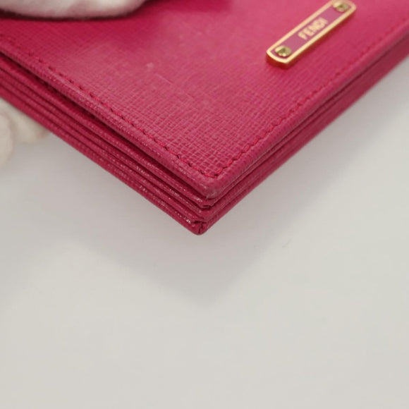 FENDI Card Case Leather Pink Gold Auth SW1004