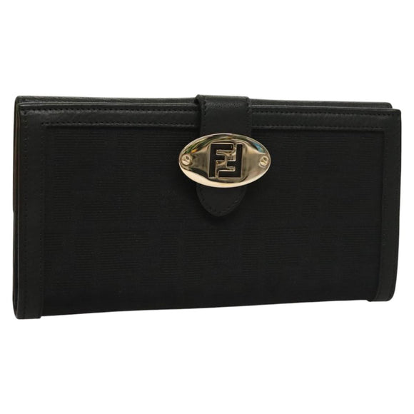 FENDI Zucca Canvas Long Wallet Black Auth SW1005