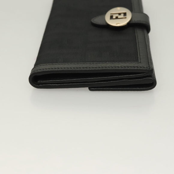 FENDI Zucca Canvas Long Wallet Black Auth SW1005