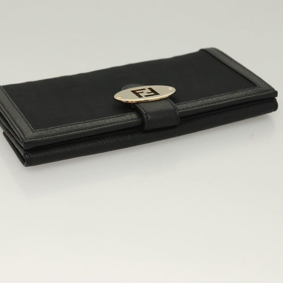 FENDI Zucca Canvas Long Wallet Black Auth SW1005