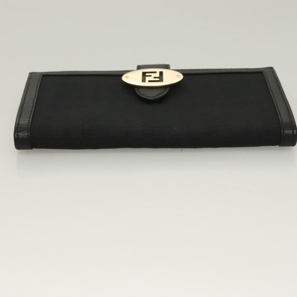 FENDI Zucca Canvas Long Wallet Black Auth SW1005