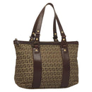 FENDI Zucchino Canvas Tote Bag Brown Gold Auth SW1006-1