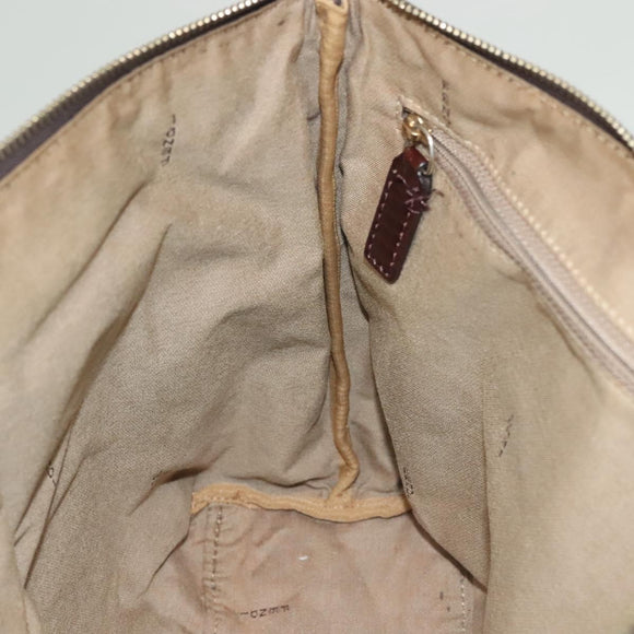 FENDI Zucchino Canvas Tote Bag Brown Gold Auth SW1006