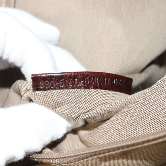 FENDI Zucchino Canvas Tote Bag Brown Gold Auth SW1006