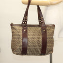 FENDI Zucchino Canvas Tote Bag Brown Gold Auth SW1006-22