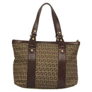 FENDI Zucchino Canvas Tote Bag Brown Gold Auth SW1006-2