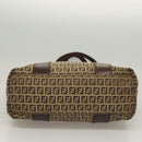 FENDI Zucchino Canvas Tote Bag Brown Gold Auth SW1006-5