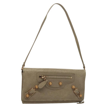 BALENCIAGA Wallet Giant Shoulder Bag Leather Beige 253055 Auth SW1009