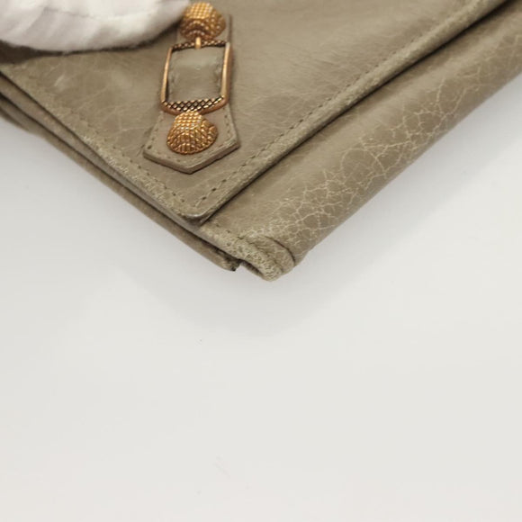 BALENCIAGA Wallet Giant Shoulder Bag Leather Beige 253055 Auth SW1009