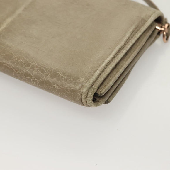 BALENCIAGA Wallet Giant Shoulder Bag Leather Beige 253055 Auth SW1009