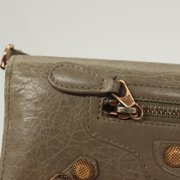 BALENCIAGA Wallet Giant Shoulder Bag Leather Beige 253055 Auth SW1009