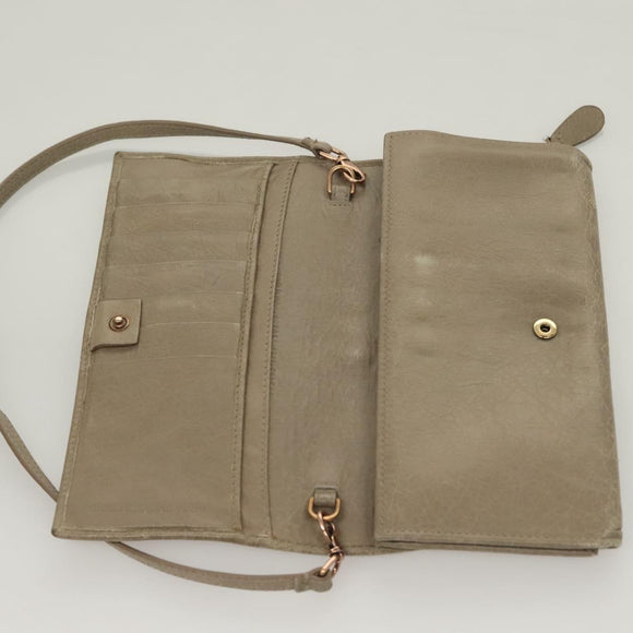 BALENCIAGA Wallet Giant Shoulder Bag Leather Beige 253055 Auth SW1009
