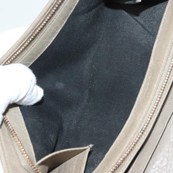 BALENCIAGA Wallet Giant Shoulder Bag Leather Beige 253055 Auth SW1009