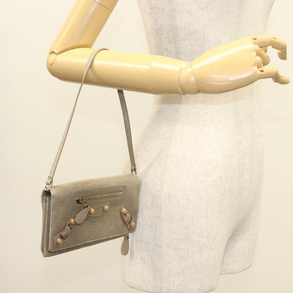 BALENCIAGA Wallet Giant Shoulder Bag Leather Beige 253055 Auth SW1009