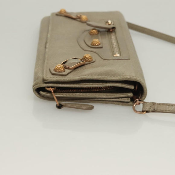 BALENCIAGA Wallet Giant Shoulder Bag Leather Beige 253055 Auth SW1009