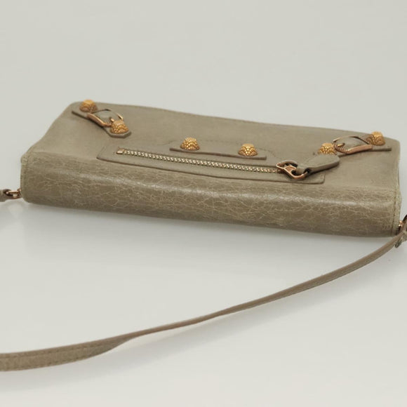 BALENCIAGA Wallet Giant Shoulder Bag Leather Beige 253055 Auth SW1009
