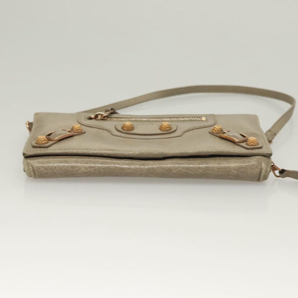 BALENCIAGA Wallet Giant Shoulder Bag Leather Beige 253055 Auth SW1009