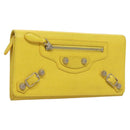 BALENCIAGA Long Wallet Leather Yellow 233599 Auth SW1010-1