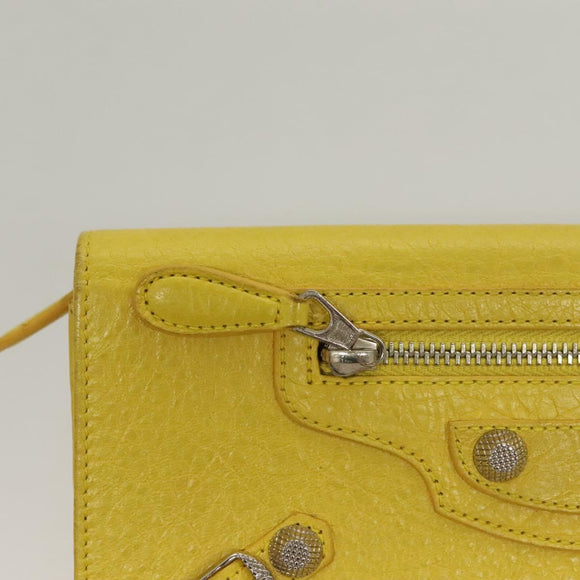BALENCIAGA Long Wallet Leather Yellow 233599 Auth SW1010