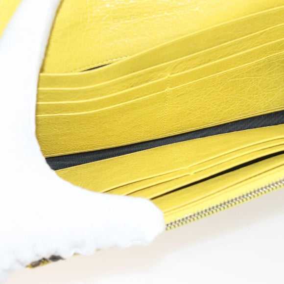 BALENCIAGA Long Wallet Leather Yellow 233599 Auth SW1010