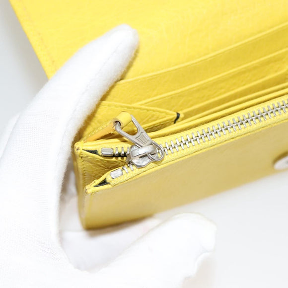 BALENCIAGA Long Wallet Leather Yellow 233599 Auth SW1010