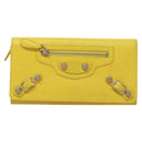BALENCIAGA Long Wallet Leather Yellow 233599 Auth SW1010-13