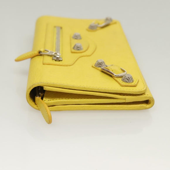 BALENCIAGA Long Wallet Leather Yellow 233599 Auth SW1010