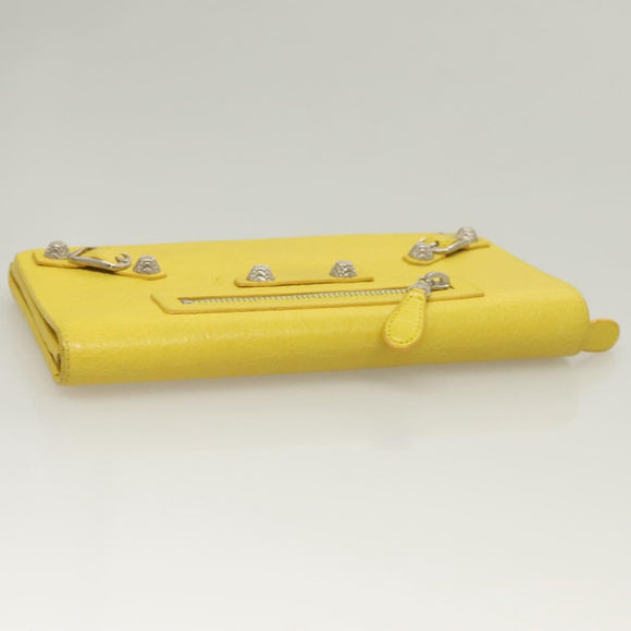 BALENCIAGA Long Wallet Leather Yellow 233599 Auth SW1010