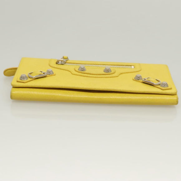 BALENCIAGA Long Wallet Leather Yellow 233599 Auth SW1010