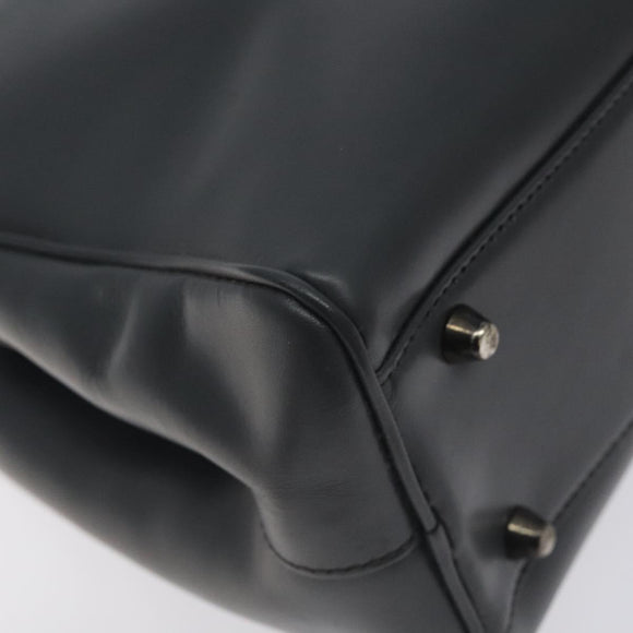 PRADA Hand Bag Leather Gray Auth SW1011