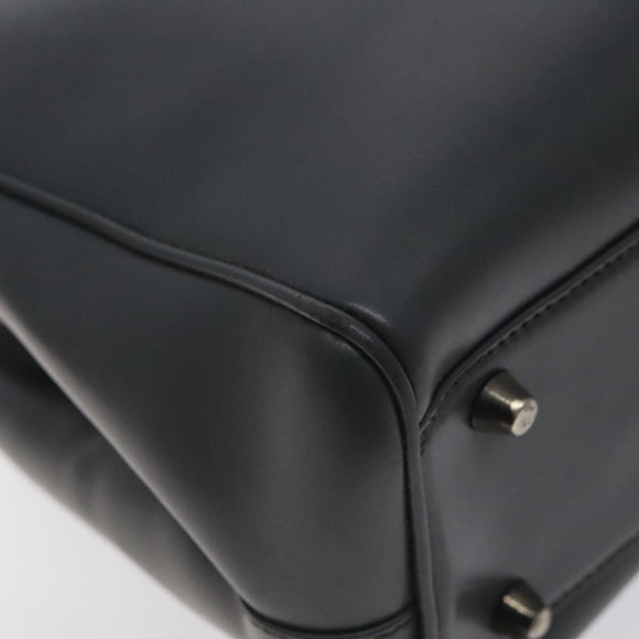 PRADA Hand Bag Leather Gray Auth SW1011