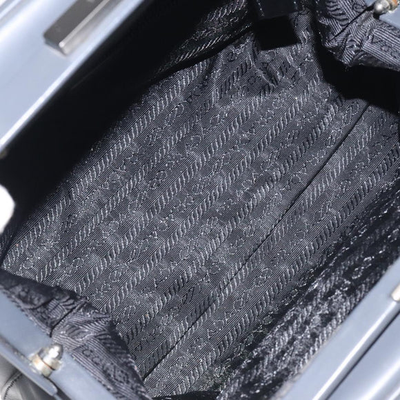 PRADA Hand Bag Leather Gray Auth SW1011