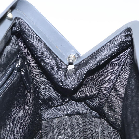 PRADA Hand Bag Leather Gray Auth SW1011