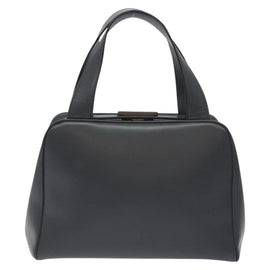 PRADA Hand Bag Leather Gray Auth SW1011 - 0