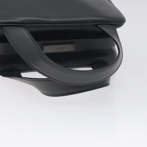 PRADA Hand Bag Leather Gray Auth SW1011