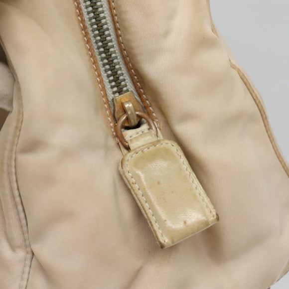 PRADA Chain Shoulder Bag Nylon Beige Gold Auth SW1015