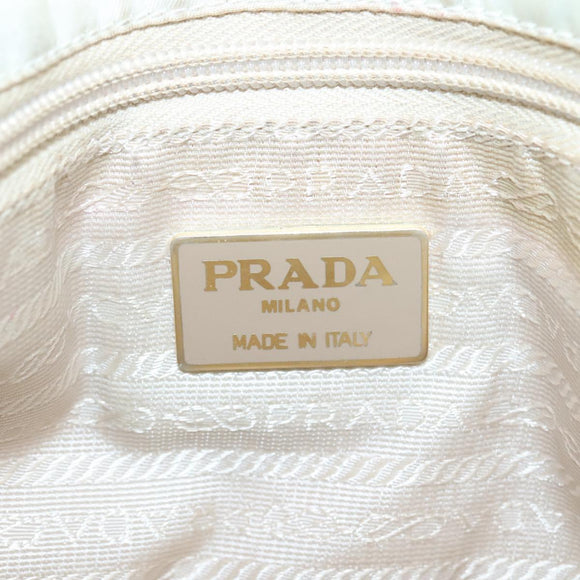 PRADA Chain Shoulder Bag Nylon Beige Gold Auth SW1015
