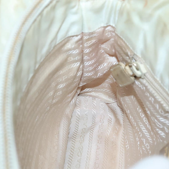 PRADA Chain Shoulder Bag Nylon Beige Gold Auth SW1015