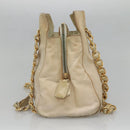 PRADA Chain Shoulder Bag Nylon Beige Gold Auth SW1015-3
