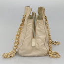 PRADA Chain Shoulder Bag Nylon Beige Gold Auth SW1015-4