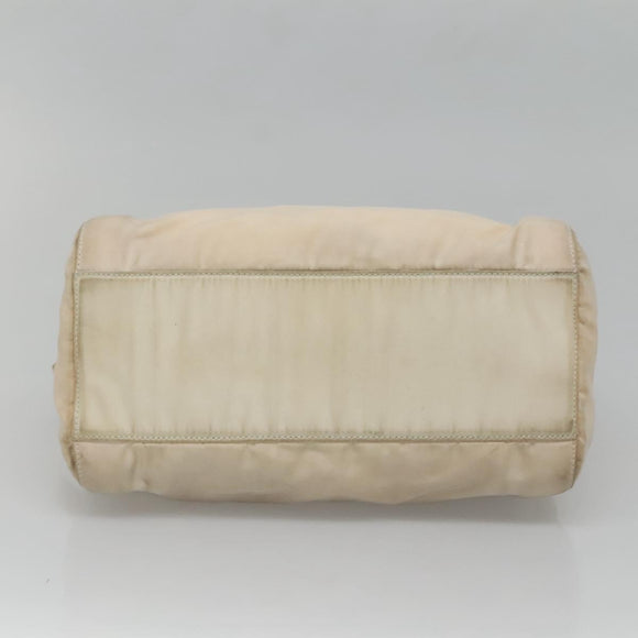 PRADA Chain Shoulder Bag Nylon Beige Gold Auth SW1015