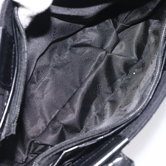 BALENCIAGA Hand Bag Canvas Black Auth SW1025