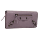 BALENCIAGA Classic Continental Zip Wallet Leather Purple 253038 Auth SW1026M-1